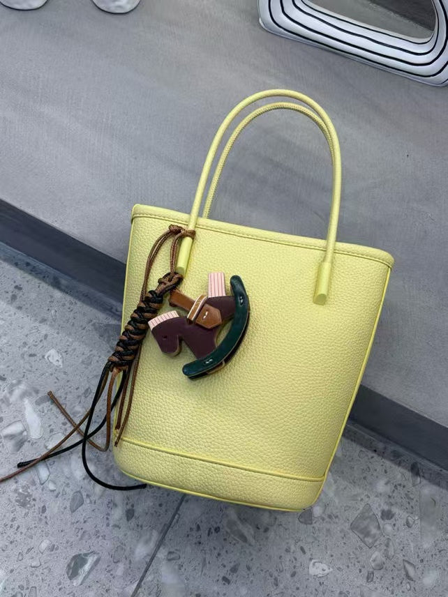 Bucket Crossbody Bag with Horse Charm