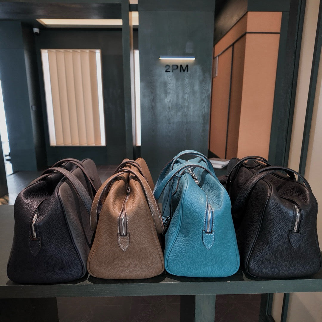 Large Pebbled Leather Bowling Bag