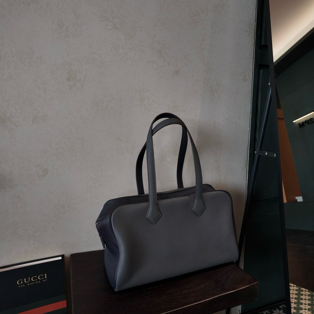 Large Pebbled Leather Bowling Bag