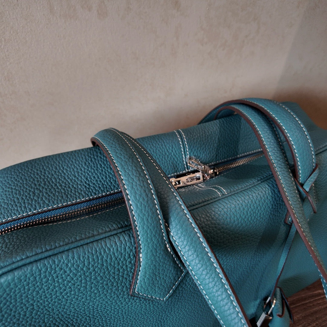 Large Pebbled Leather Bowling Bag