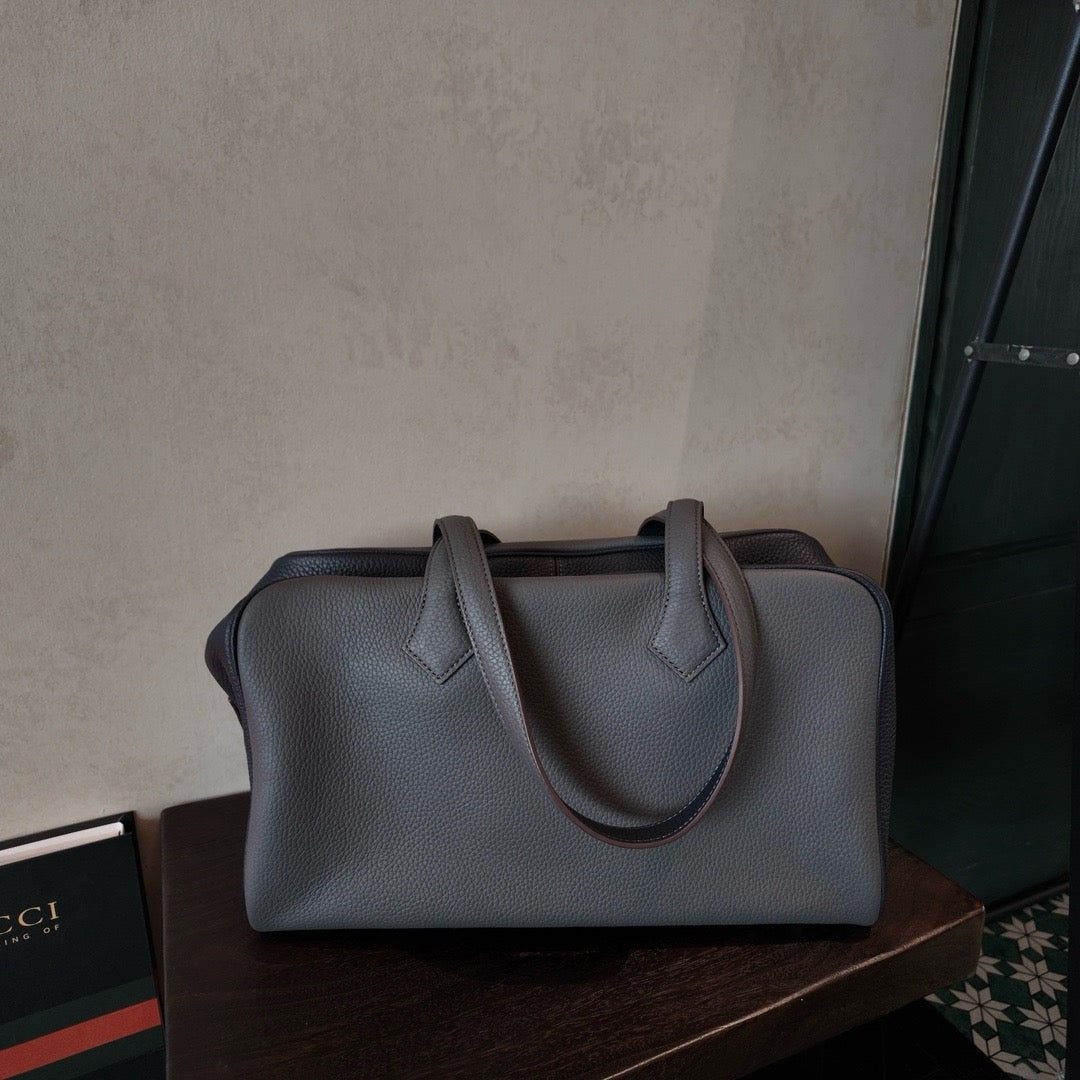 Large Pebbled Leather Bowling Bag