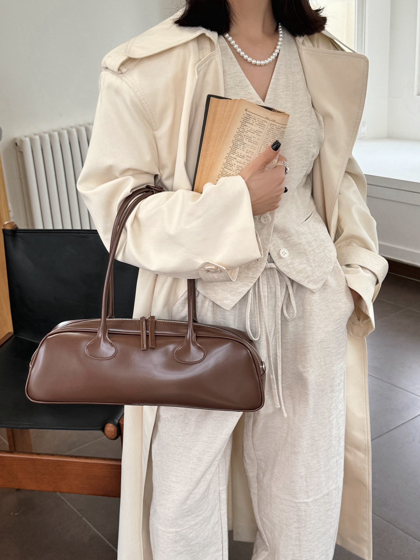Baguette Leather Shoulder Bag
