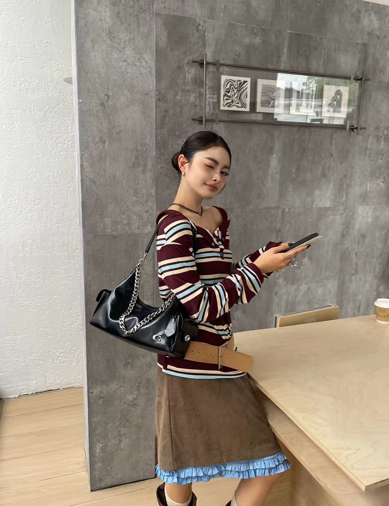 Noir Pocket Shoulder Bag