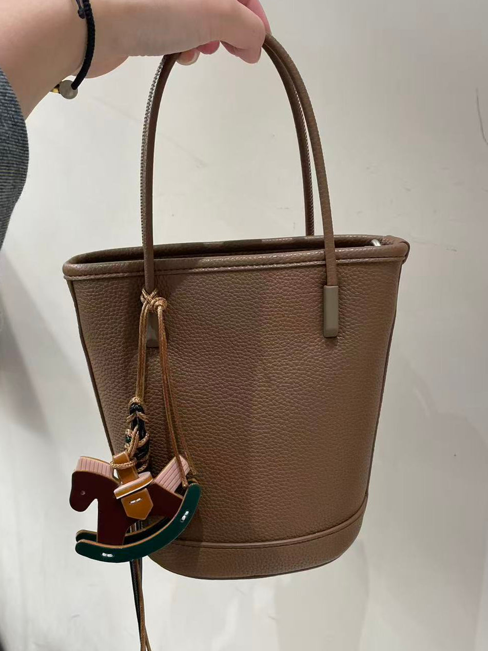 Bucket Crossbody Bag with Horse Charm