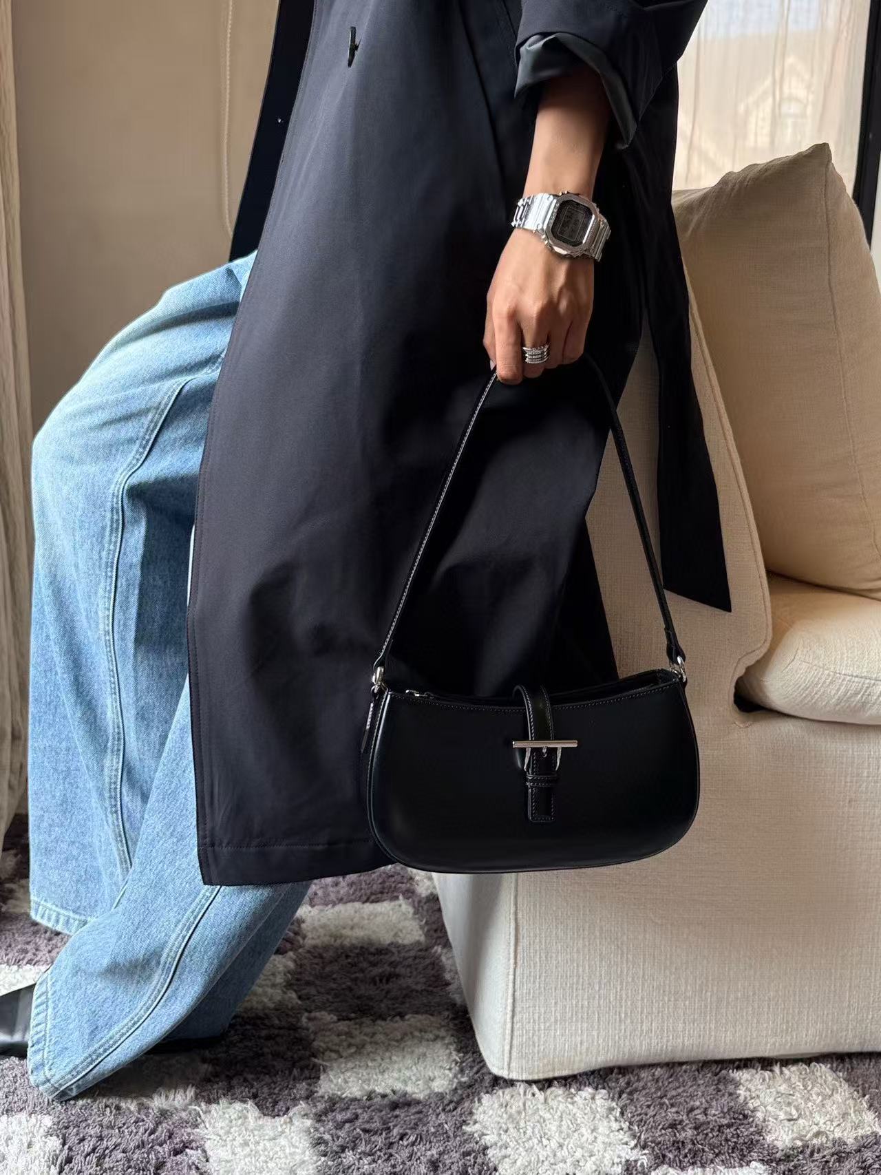 Mini Patent Leather Shoulder Bag with Buckle