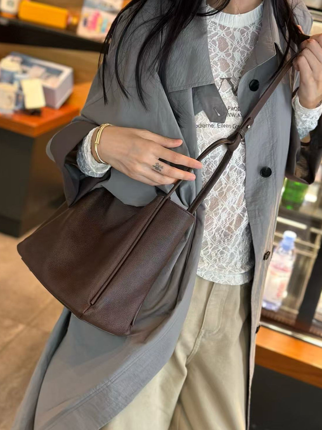 Chic Leather Tote with Top Handle & Strap