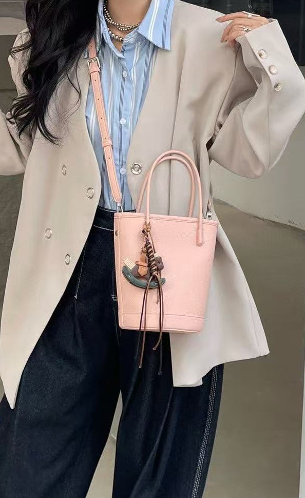 Bucket Crossbody Bag with Horse Charm